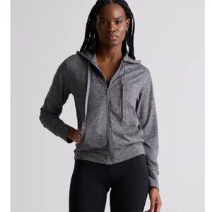 Quince Flowknit Full Zip Hoodie - Heather Grey